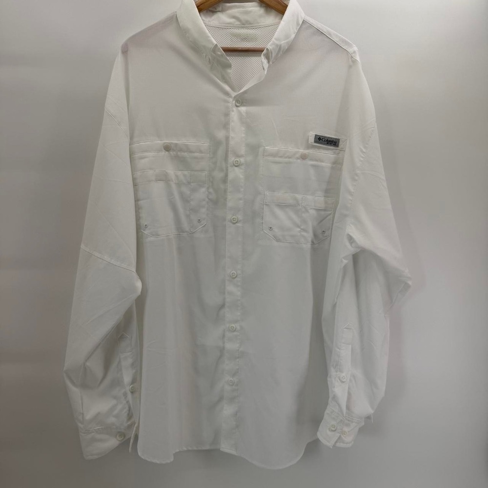Columbia PFG Tamiami II Long Sleeve Fishing Shirt White XXL‎ UPF 40 Omni-Shade